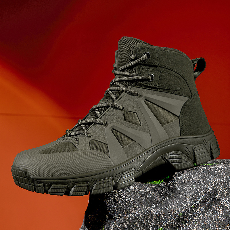 Botas de combate, botas tácticas para fanáticos militares, montañismo al aire libre para hombres transfronterizos, zapatos altos para hombres, botas de entrenamiento de combate, botas de senderismo todoterreno