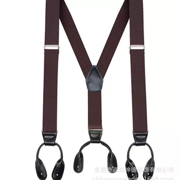跨境货源 6夹纽扣休闲男士背带 高品质成人吊裤带 纽扣款百搭