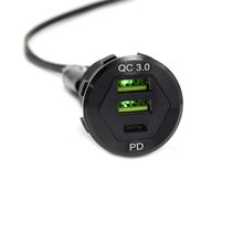 车船改装新款双QC3.0+PD闪充输入DC12-24V车充车载快充金属外壳