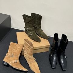 新款小众设计复古法式短靴方头皮带扣超绝百搭西部靴英伦中筒靴女