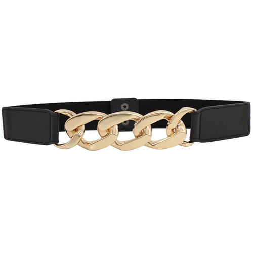 Ladies Fashion 8-Character Metal Chain Buckle Relaxed Belt for Dresses, Coats, and Suit with Elastic Waist Closure