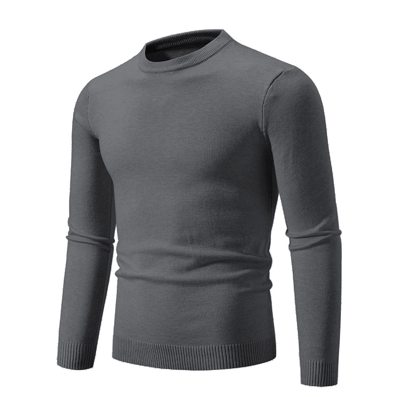 Men's Clothing Retro Minimalist Solid Color Classic Solid Color Crewneck Sweater For Men - Versatile Knit Pullover Top For Casual Wear & Layering_voghion.com