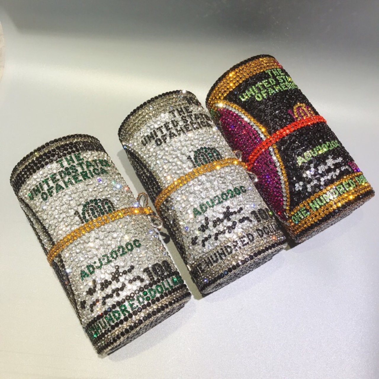 Nuevo rollo de bolsas de cristal de dólar bolsas de mano de banquete de diamantes cilíndricas bolsas de cena de metal