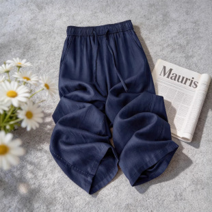 棉麻亚麻阔腿裤