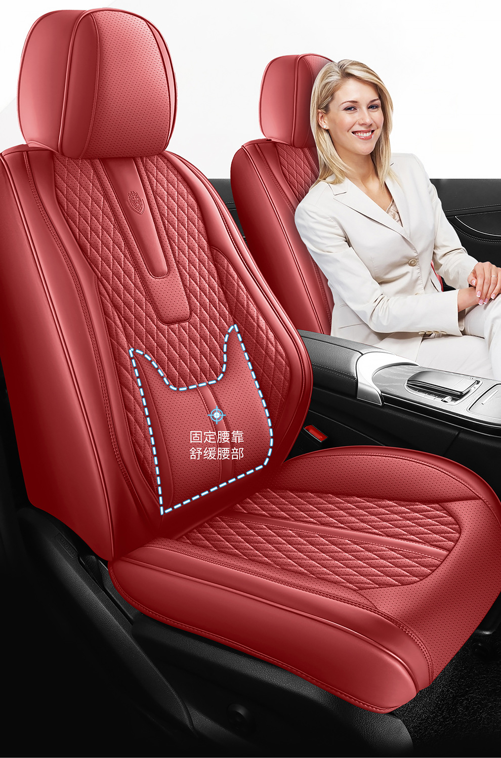 Cross-Border Export Full Leather 3D Car Seat Cushion All-Inclusive Four-Season Universal Solid Waist Perforated Car Seat Cover Car Seat Cushion