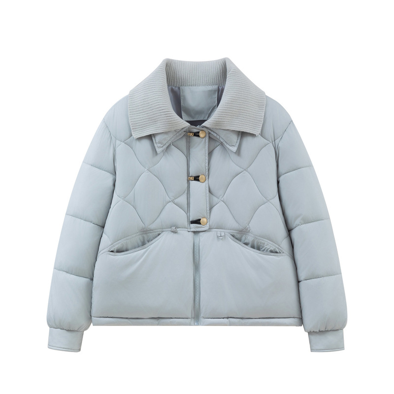 2025冬季新款聚酯棉服女韩版针织短款泡芙棉服保暖棉衣棉袄外套厚|undefined