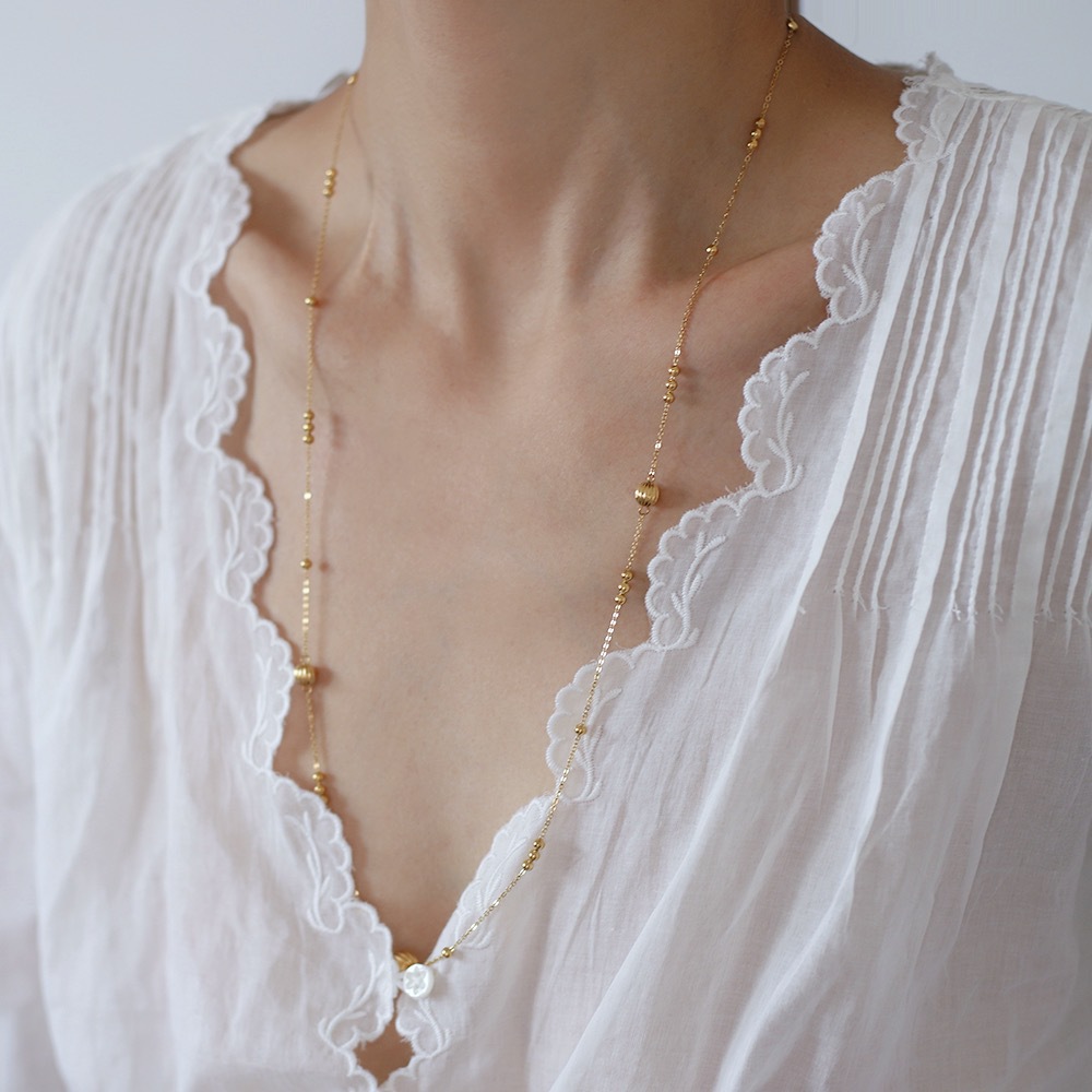 Model Show Lantern Ball Beaded Stainless Steel Necklace