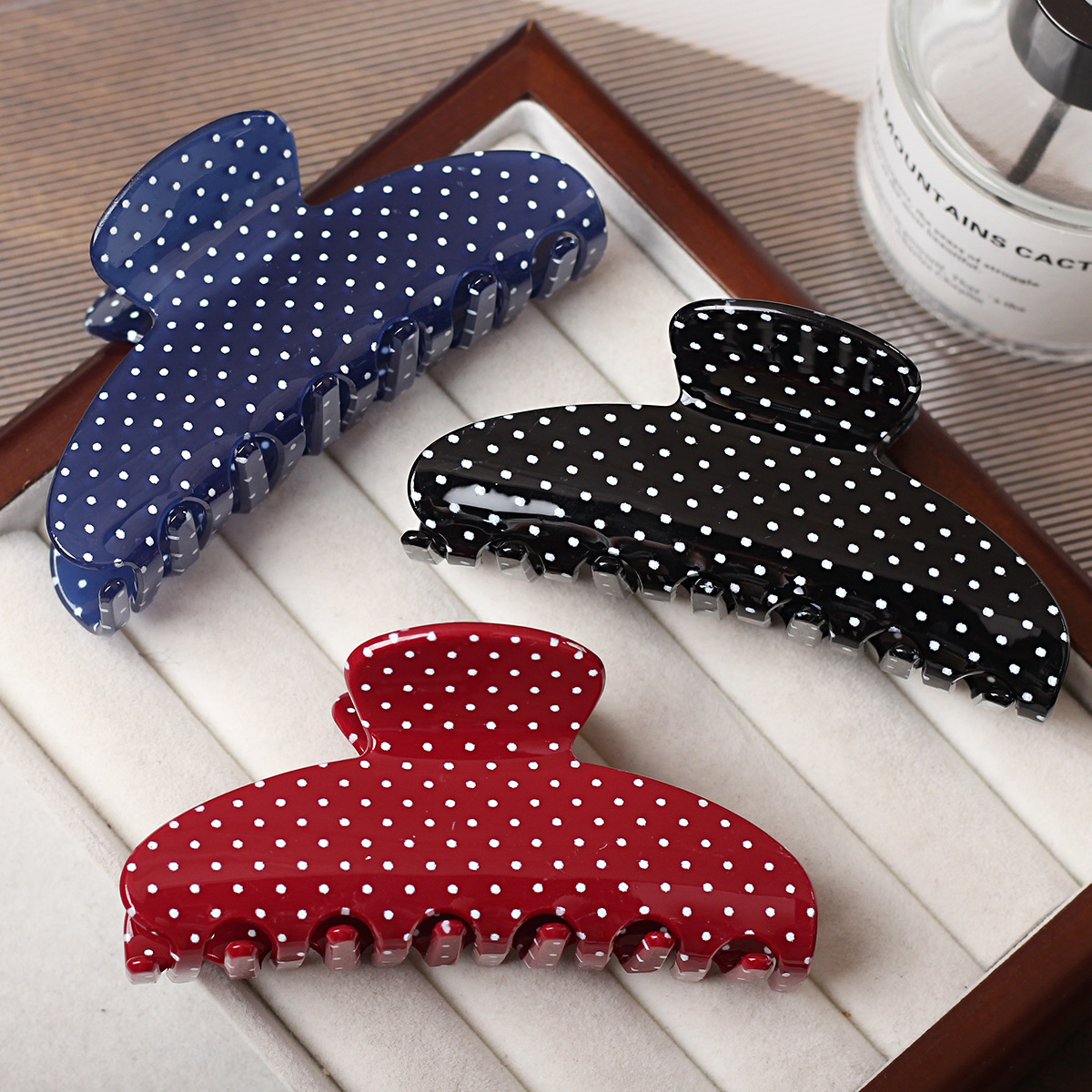 Moda retro punto de onda imitación acético clip de agarre semijay con un dulce sentimiento de alta calidad clip de tiburón clip de pelo accesorios para el cabello image 3