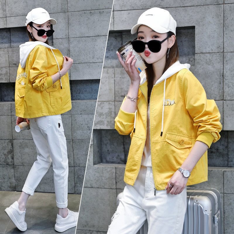 连帽棒球服女士新款外套2025春季时尚百搭短款绣花夹克