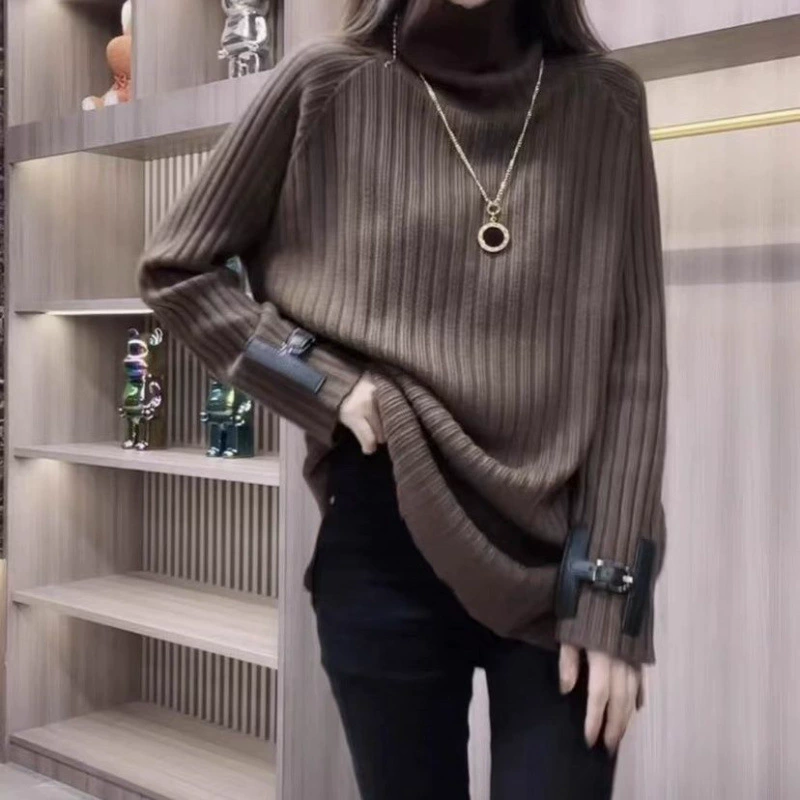 Демисезонная булавка, свитер, oversize, ассиметричный крой