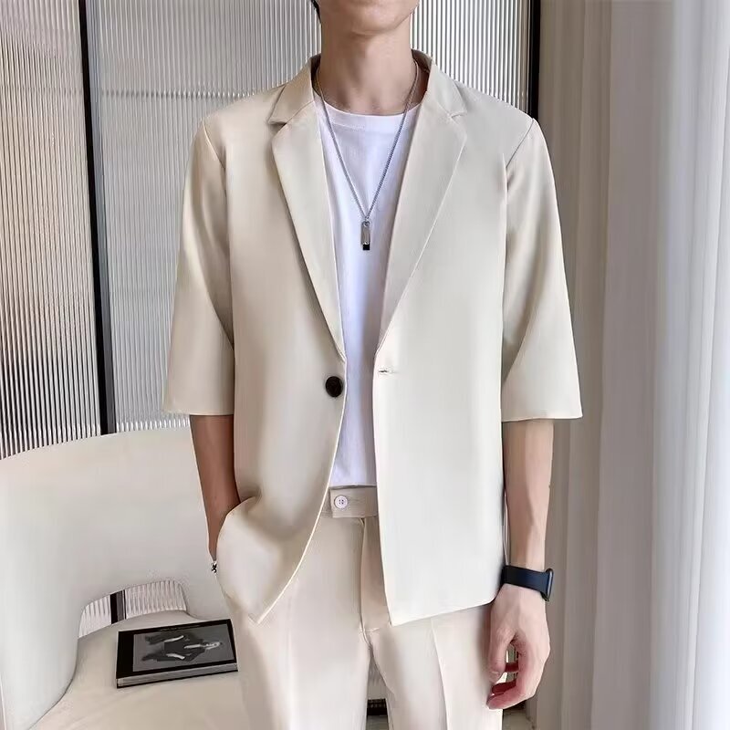 Cross-Border New Men's Suit, Summer Lightweight Ice Silk Business Casual Sun-Protective Suit, Slim-Fit Formal Jacket