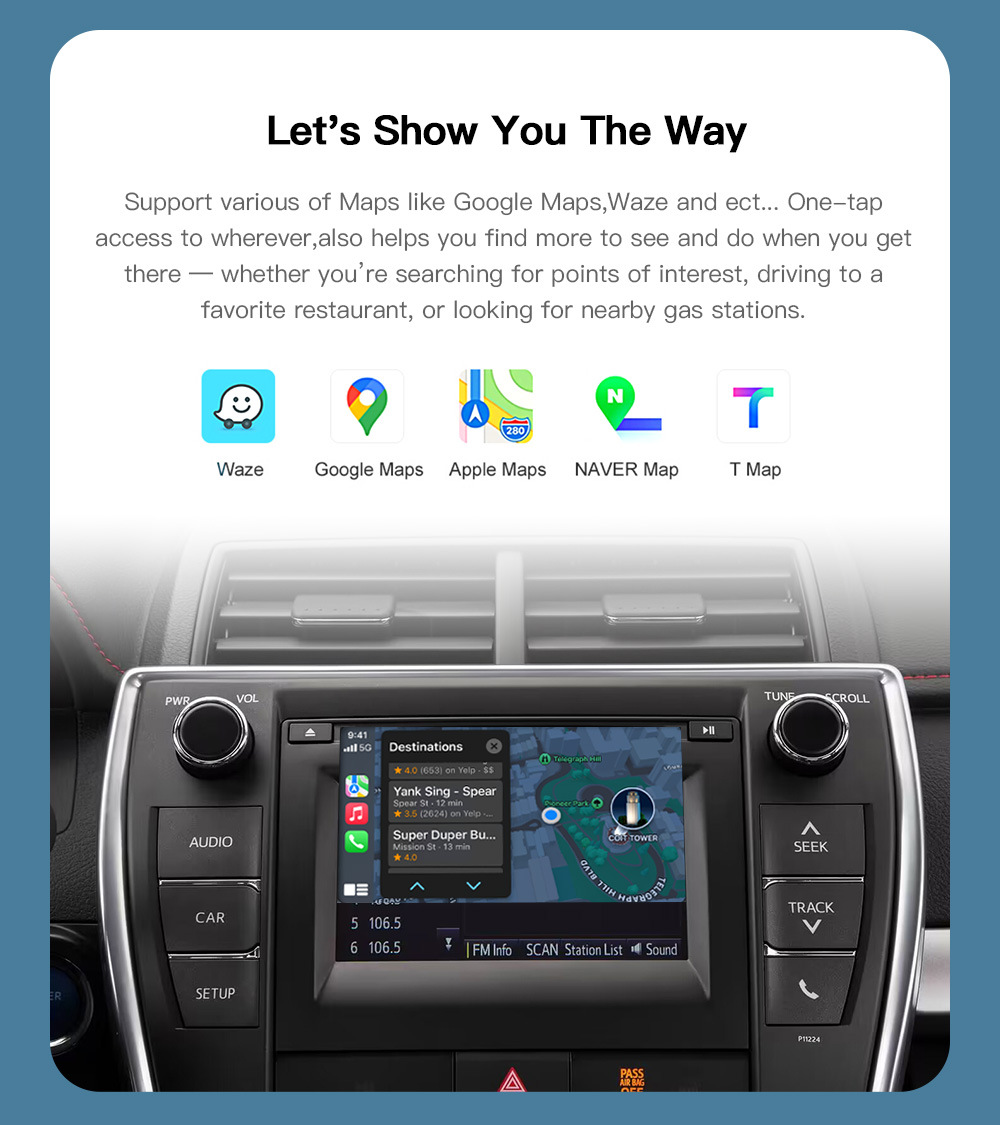 Applicable to overseas Toyota wireless carplay interconnection Android auto smart car navigation module cross-border