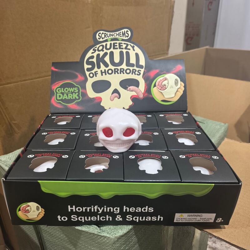 Skull Squishy Stress Relief Toy, Halloween Glowing Bug Squeeze Toy, Cross-Border Bestseller