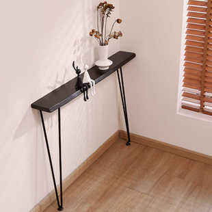 # Solid Wood Entrance Table Simple Iron Strip Table Side Table Narrow and Long Table Hotel Homestay Wall Side Cabinet Wall Narrow Table