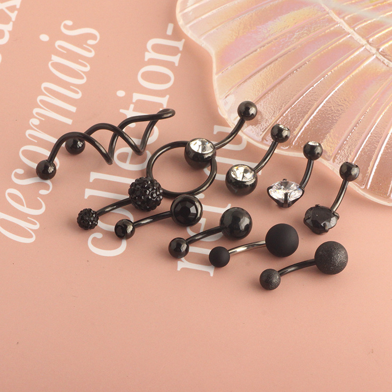 Piercing nombril en acier inoxydable avec zircon argent_voghion.com