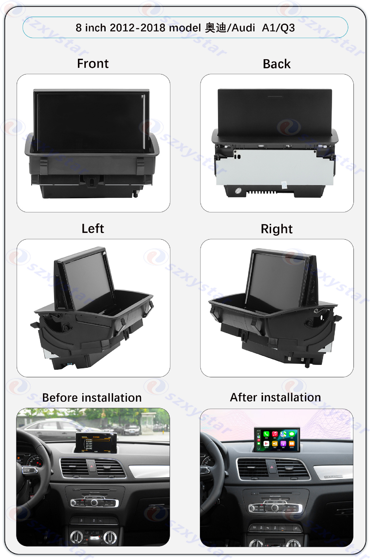 Suitable for 8-Inch 12-18 Model Audi A1/Q3 Android Wireless Carplay Navigation 360 Panoramic All-In-One Machine