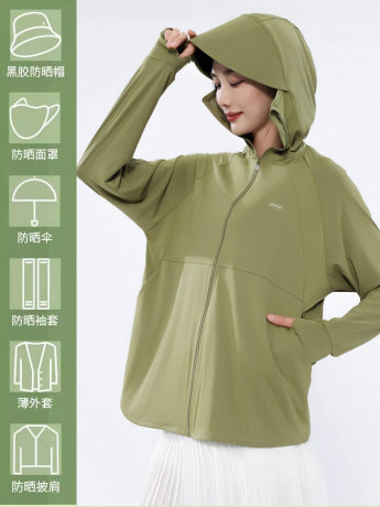 Damen-Sonnenschutzjacke zum Öffnen, UPF50+, locker mit Kapuze, UV-schützende Eisseiden-Leichtjacke für draußen