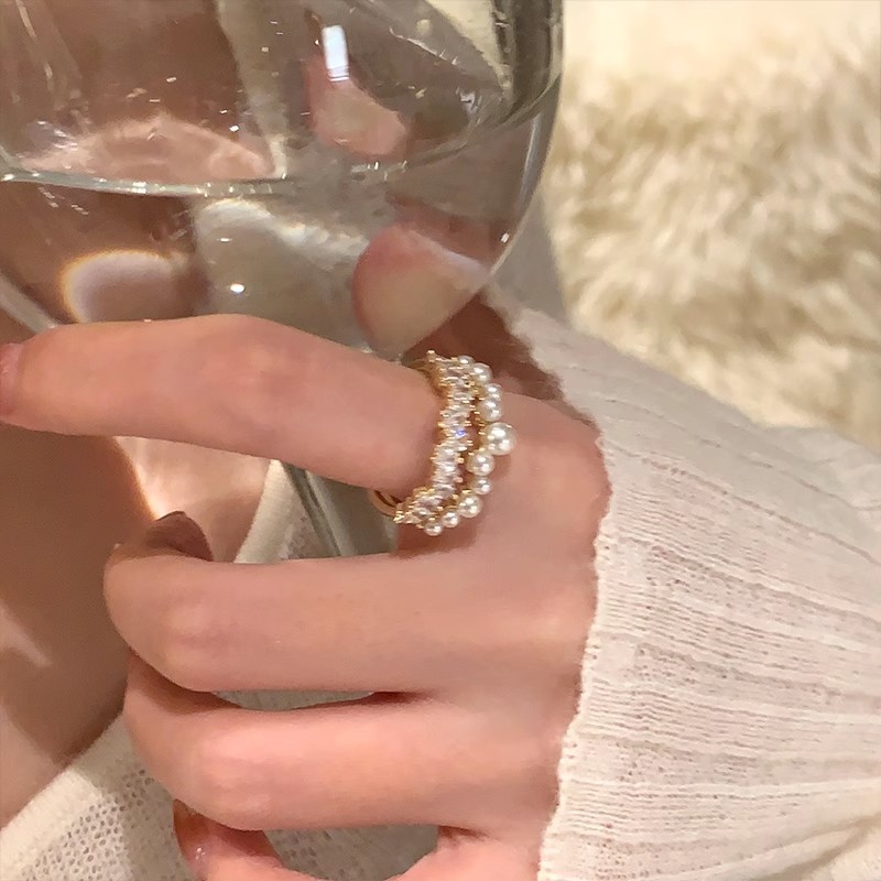 Galaxy Brilliance Double Layer Star Pearl Ring For Women_voghion.com