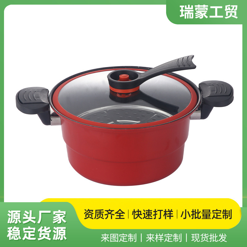 極厚エナメル双耳微圧スープポットシチューポット家庭用マイクロシチューポットノンスティックスープとシチュー圧力鍋卸売|undefined