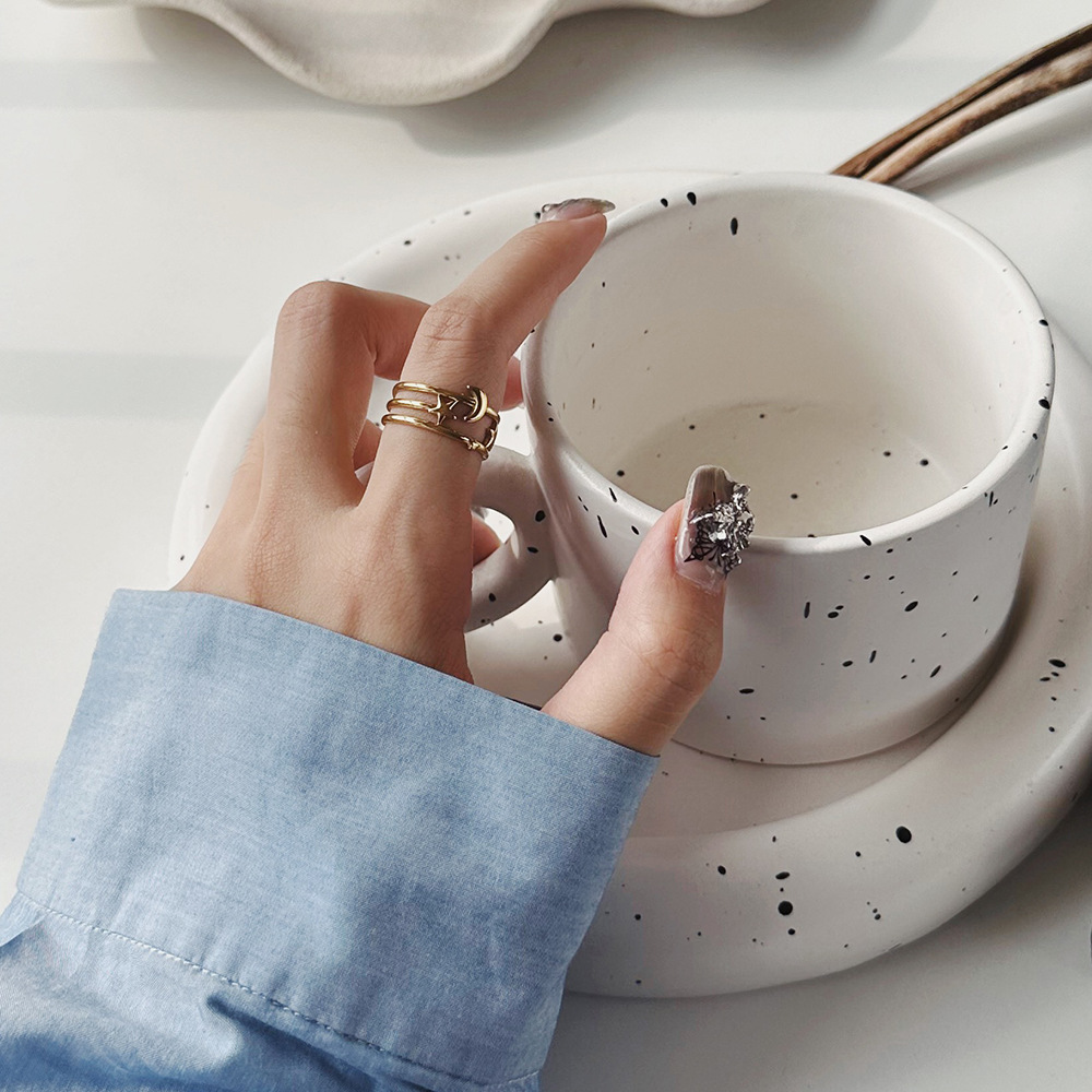 Women's Gender Real Gold Plated Star Moon 304 Stainless Steel IG Style Waterproof Non Tarnish Open Rings