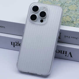 适用苹果16promax手机壳大孔瓦楞壳IP15磨砂透明14plus简约保护套