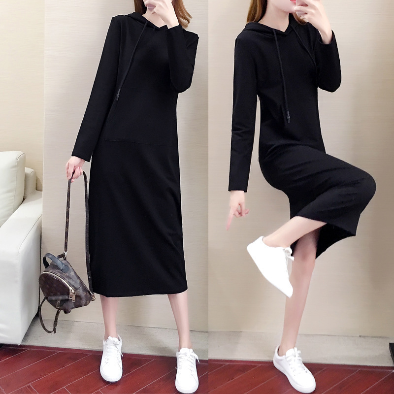 Spring and Autumn Casual Hooded Sweatshirt Dress for Women 2025 New Korean Style Long Elegant Waist-Cinching Slimming Top Spring and Autumn Casual Hooded Sweatshirt Dress for Women 2025 New Korean Style Long Elegant Waist-Cinching Slimming Top