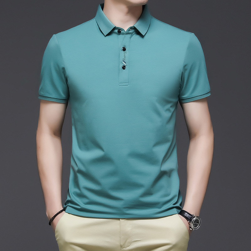 POLO Shirt Men's Short-sleeved T-shirt Summer 2024 New Ice Silk Thin Slim-fit Men's Lace Fashion Brand T-shirt