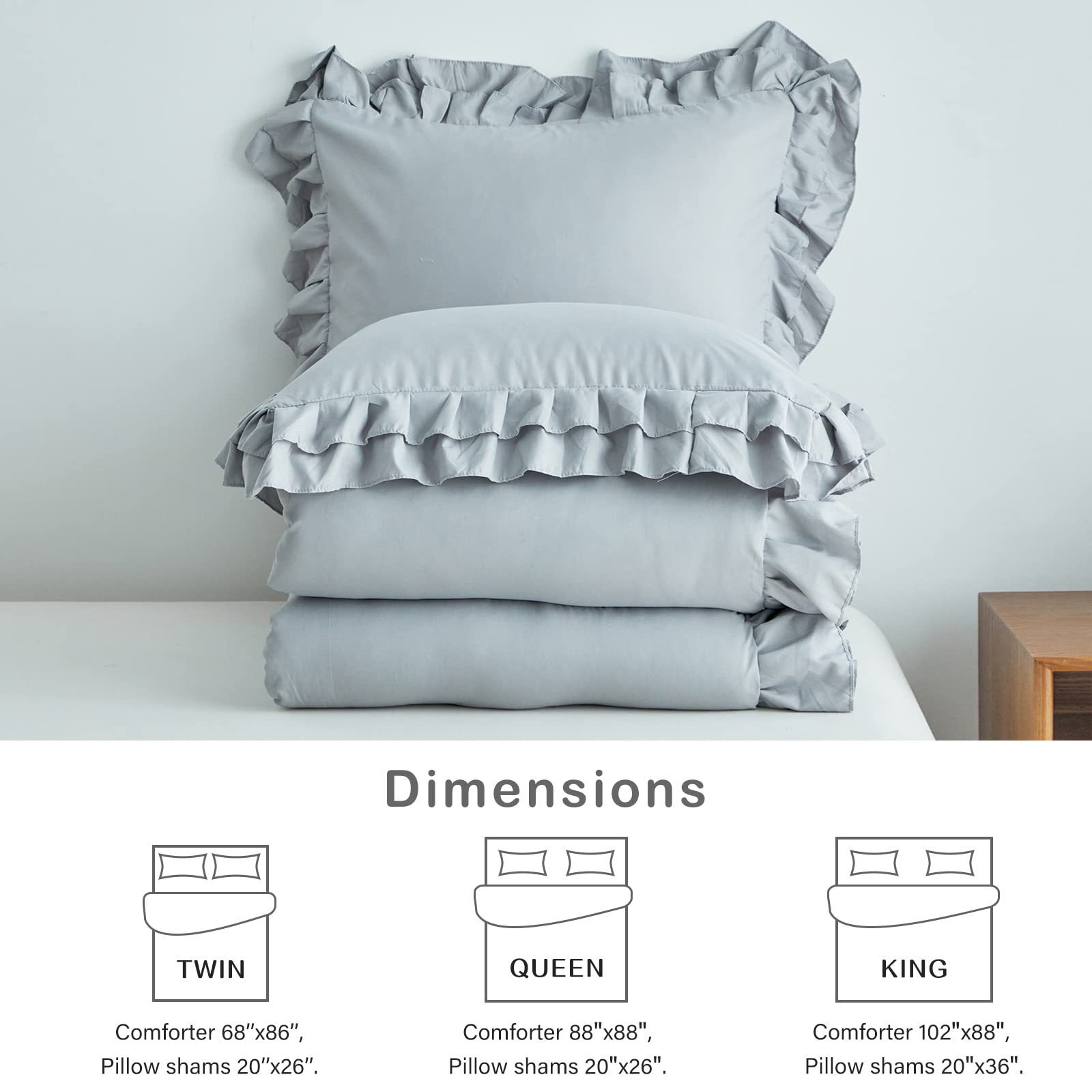 Grey Queen(1 Comforter + 2 Pil