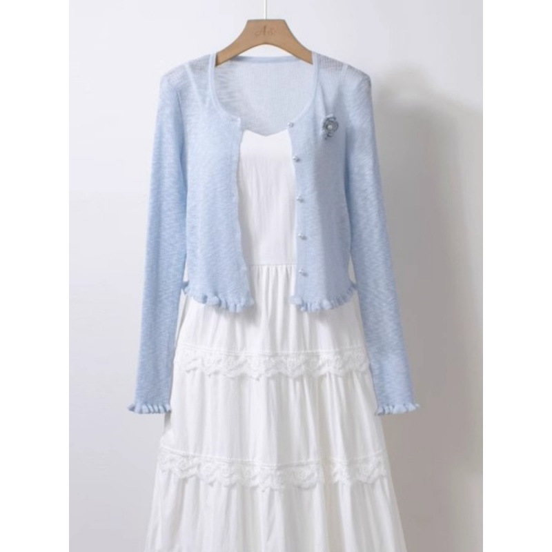 Super Fairy-Like Cardigan with Suspender Skirt, Knitted Sweater Jacket for Women, New Summer Fashion Sun Protection Clothing, Air-Conditioning Shirt Super Fairy-Like Cardigan with Suspender Skirt, Knitted Sweater Jacket for Women, New Summer Fashion Sun Protection Clothing, Air-Conditioning Shirt