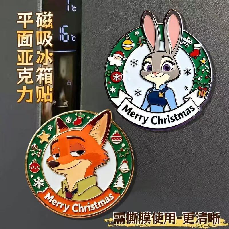 Zootopia Nick Judy Magnetic Refrigerator Magnet Ins Christmas Style High-Looking Acrylic Magnetic Refrigerator Magnet