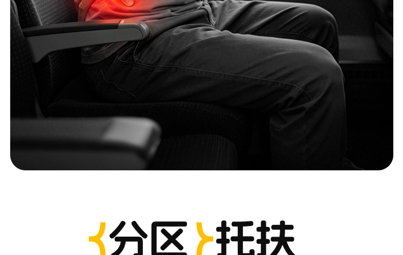 Press-to-inflate lumbar support, portable and foldable car seat cushion, provides waist support for long periods of sitting, ideal for airplane and high-speed train travel