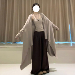 不规则长款开衫外套女韩系2025新款早秋穿搭高级感外搭针织衫上衣