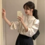 圆领气质法式长袖衬衫