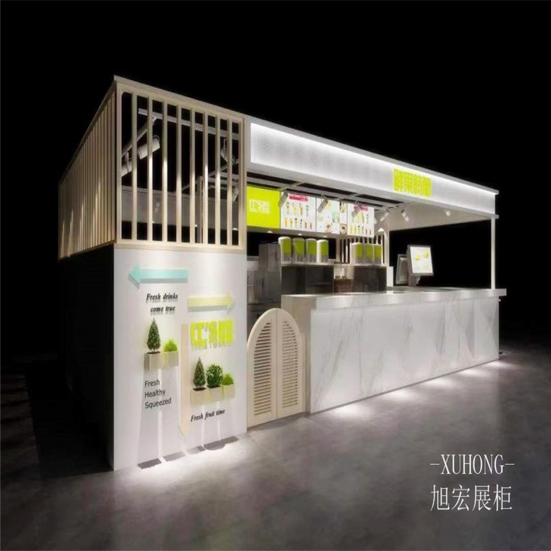 广州奶茶店吧台前台烤漆 蛋糕水果甜品定制玻璃柜台操作台