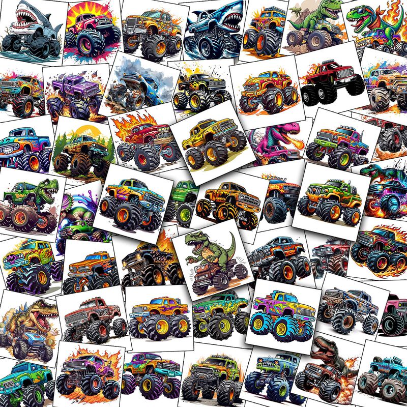 Children's Cartoon Monster Kart Tattoo Stickers Cross-Border Arm Temporary Stickers TEMU Amazon Tattoo Europe and America
