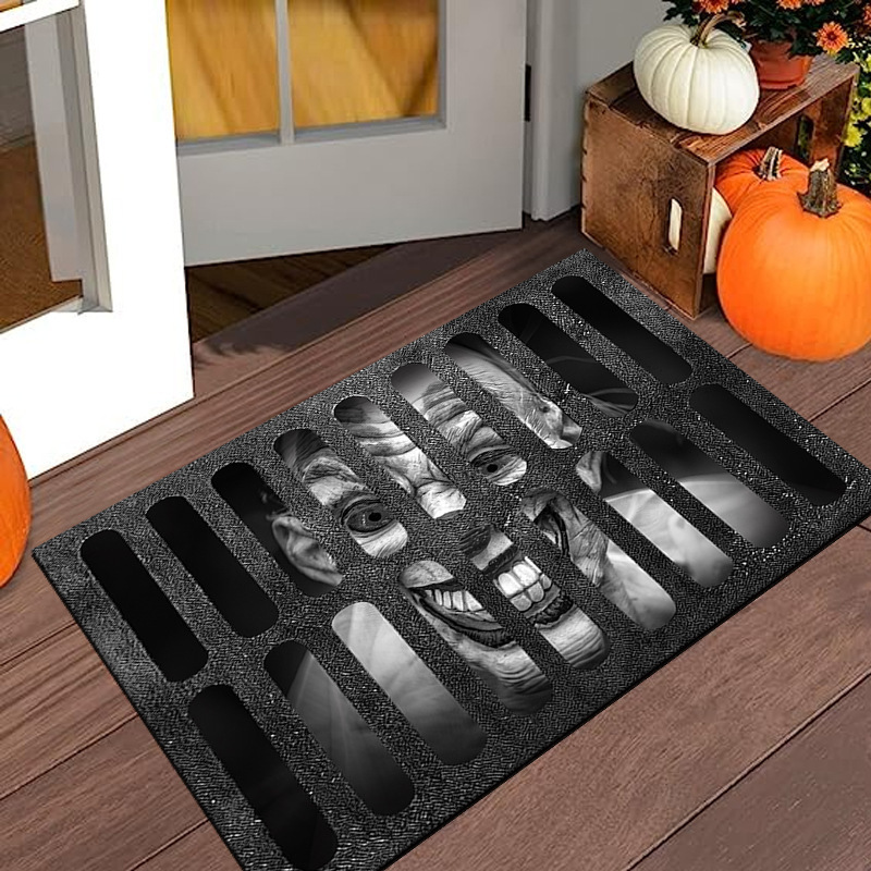 アマゾン工場のハロウィンの透かし彫りの装飾のじゅうたんの3d視覚の立体的なマットの玄関の家の入り口の足のマットの卸売り|undefined