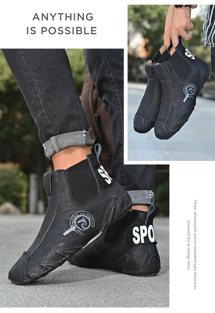 Toamna și iarna, cizme Martin înalte pentru bărbați, mărime mare, din piele de vacă autentică, din bumbac, calde, pentru toamnă și iarnă_voghion.com