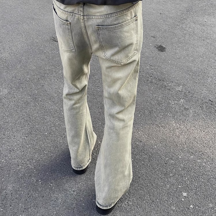 Yellow Mud Men's and women's micro retro Denim jeans cleanfit trousers brand pants washed American fashion straight