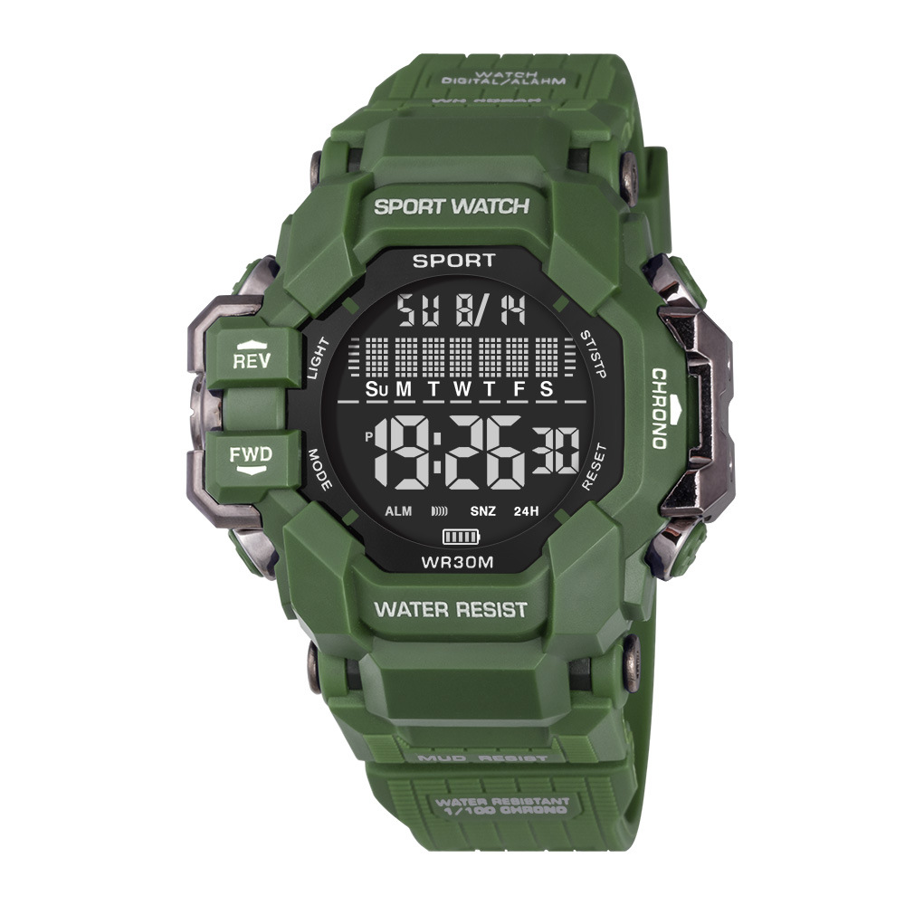 Tendencia de hombres cronometraje deportivo viento reloj electrónico juvenil multifuncional alarma nocturna al aire libre reloj electrónico al por mayor