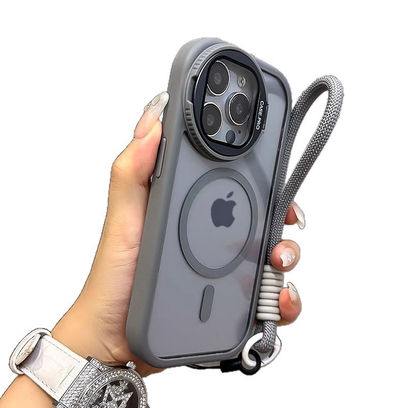 Apple 17 携帯電話ケース iPhone16promax レンズフィルムスタンド付きフリップカバー 透明 磁気吸着 落下防止 シンプル|undefined