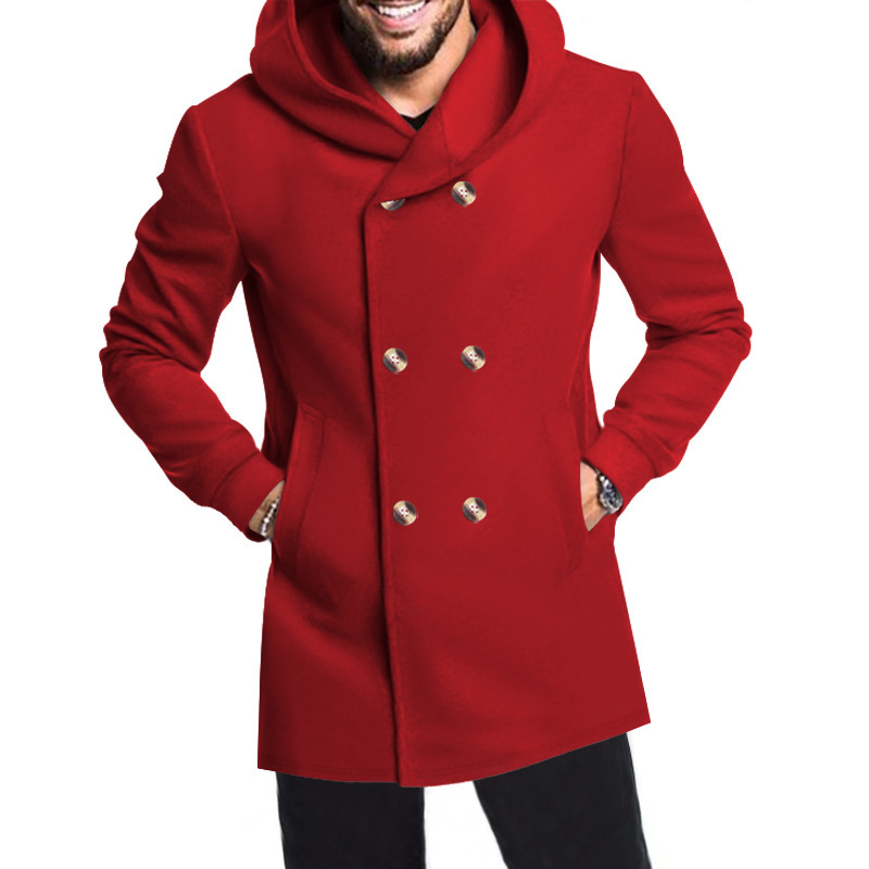 2024 New Men's Mid length Slim Fit Windbreaker Hooded Casual Solid Coat_voghion.com