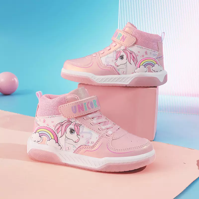 外贸儿童鞋秋冬款时尚休闲中帮板鞋五角星发光鞋led闪灯鞋女