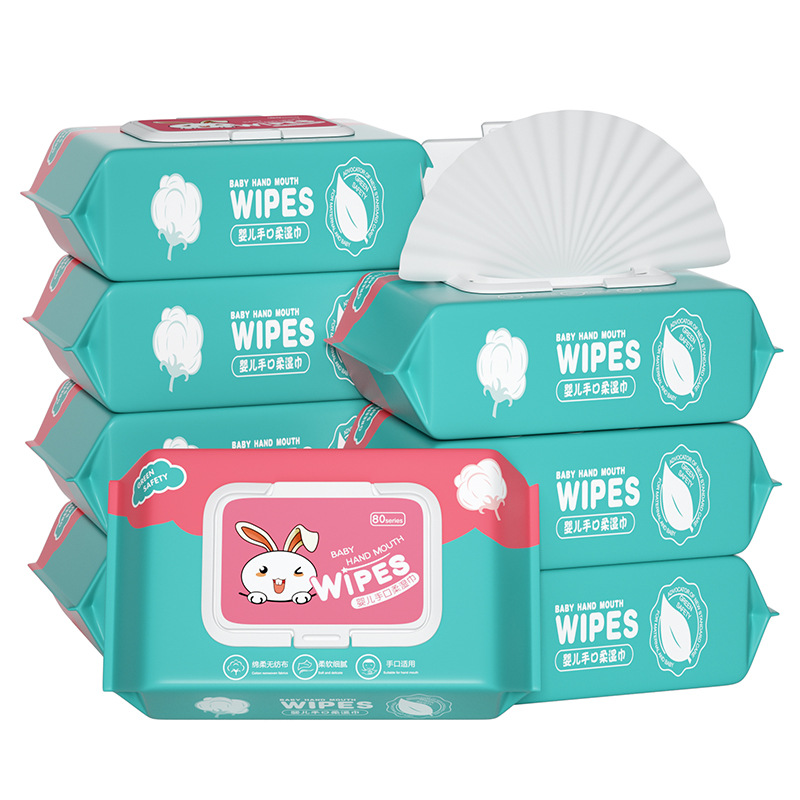 Toallitas de bebé 80 bombeo 60 bombeo bebé recién nacido niños tejido húmedo con tapa bolsa grande tejido húmedo fábrica al por mayor