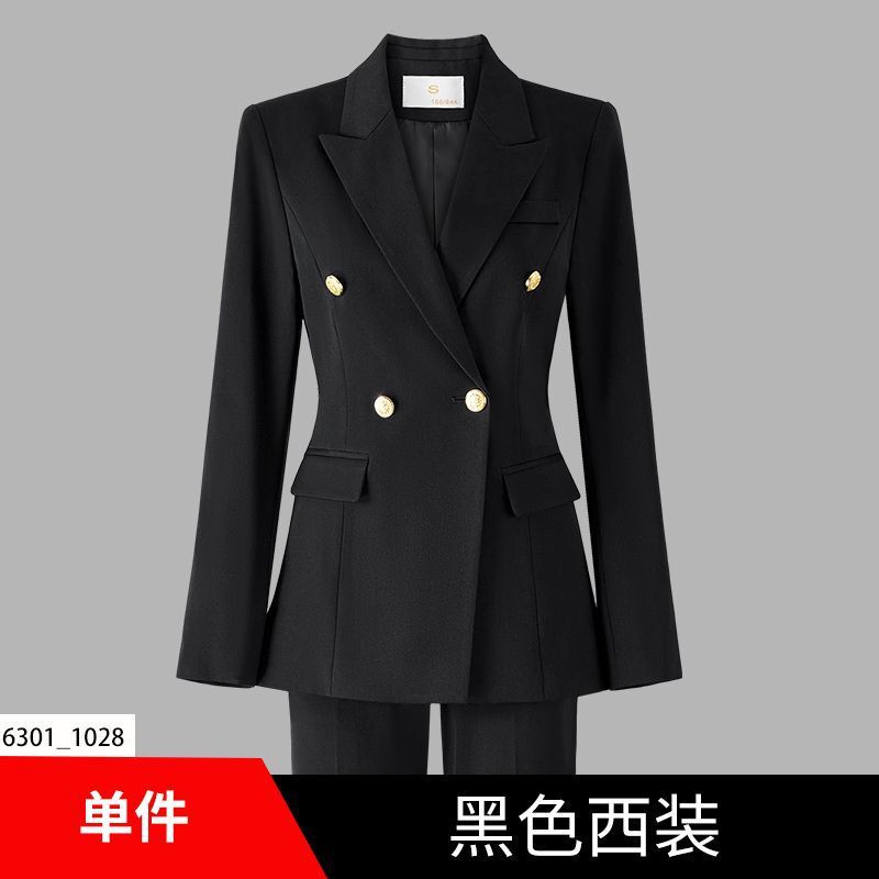 西装套装女职业正装大学生公考面试工作服气质高级感黑色西服外套|undefined