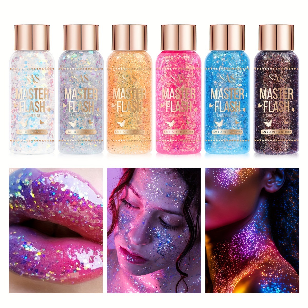 USHAS transfronterizo venta al por mayor sequinilla brillante brillante sombra de ojos de color brillante cuerpo SAC057