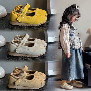 Korean Style Children's Scrub Shoes 2025 Spring and Autumn Girls' Shoes Shallow Girl Princess Shoes Soft Sole Baby Children's Shoes Trendy