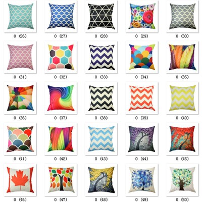 私人定制跨境抽象猫咪飞鸟数码抱枕logo样板几何植物装饰靠垫套