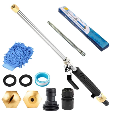 Car cleaning tools — pressure water gun Amazon garden water - set-15-water-gun-blue-long-nozzle-extension-tube-blue-gloves-blue-quick