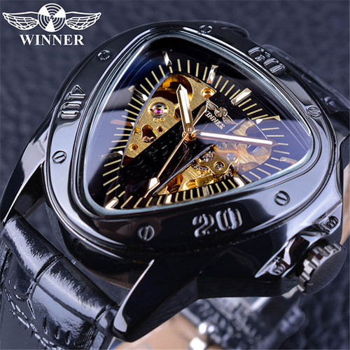 Dropshipping men's fashion casual hollow winner triangular large dial automatic mechanical watch wholesale
