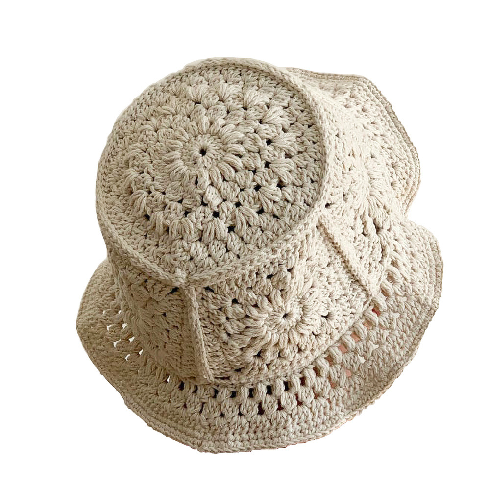 欧美纯手工钩编复古拼花帽四季时尚文艺针织花朵毛线手钩棉线帽子